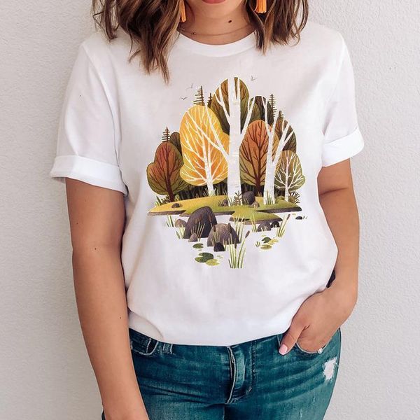 

women graphic forest peace clothing fashion printing casual 90s clothes lady tees print clothing female tshirt t-shirt, White