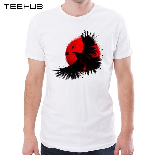 

men's new flying crow printed short sleeve t-shirt summer fashion cool novelty o-neck soft tee sport hooded sweatshirt hoodie