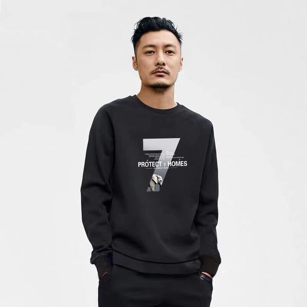 

yu wenle fashion brand men's autumn winter round neck loose and plush black 2020 new coat