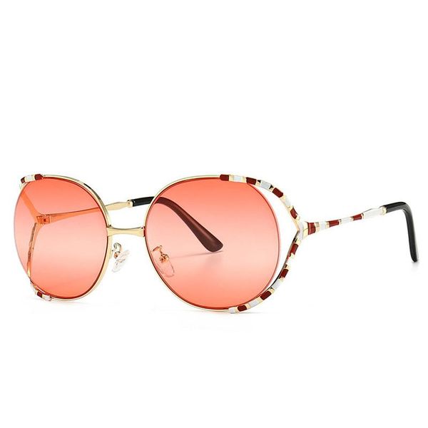 

veshion round hollow metal stripe sunglasses men women fashion shades uv400 vintage glasses, White;black