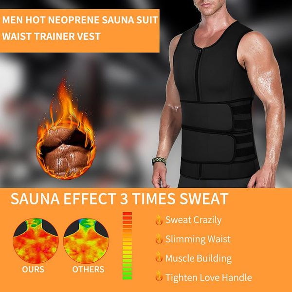 

outdoor t-shirts casual men body shaper vest waist trainer adjustable training double zip gym running jogging fitness lose weright fashion 2, Gray;blue