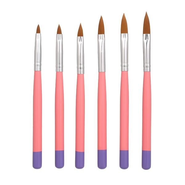 

6 шт. / установить акриловые ногтя art builder щетки с 6 размерами nail art rapide kit kit kit uv gel резьба ручки маникюр инструмент w11254, Yellow