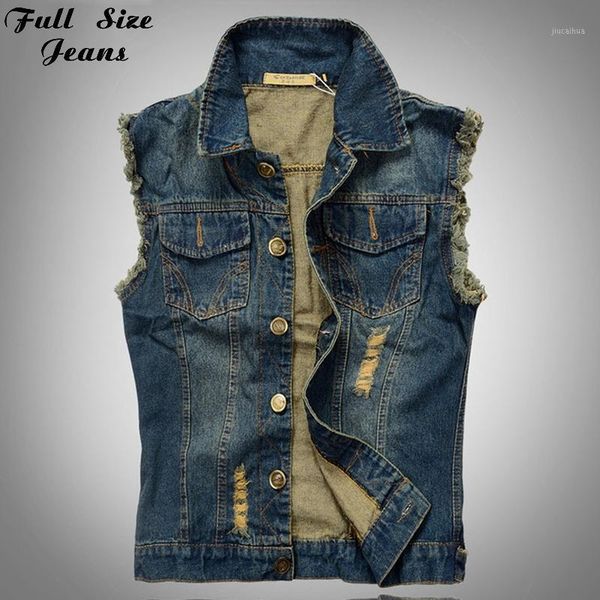 

wholesale- 2016 plus size men's vest jean jacket waistcoat sleeveless vintage punk casual jacket new 4xl 5xl 6xl1, Black;white