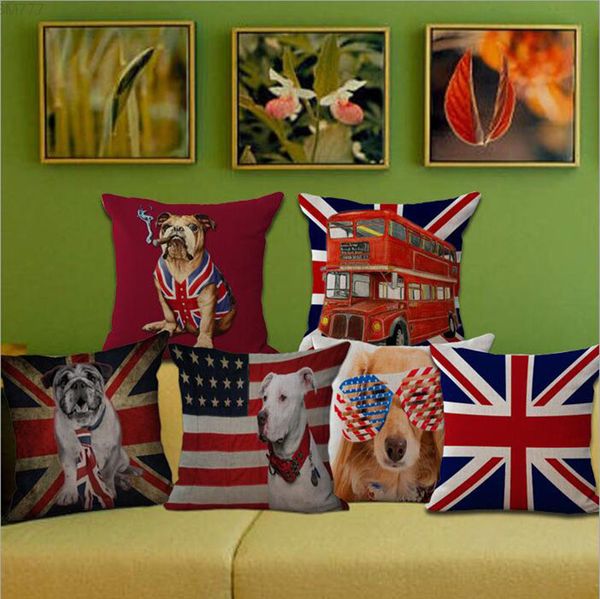 

eco-frivare соединенные штаты великобритания национальный флаг национальный флаг pet dog хлопчатобумажная льняная подушка чехлы наволочка