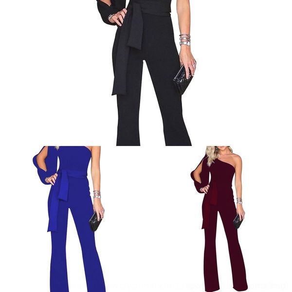 

sgfhe m804 solid color slant shoulder split jumpsuit classic pants classic solid boutique pants m804 boutique color slant shoulder split jum, Gray