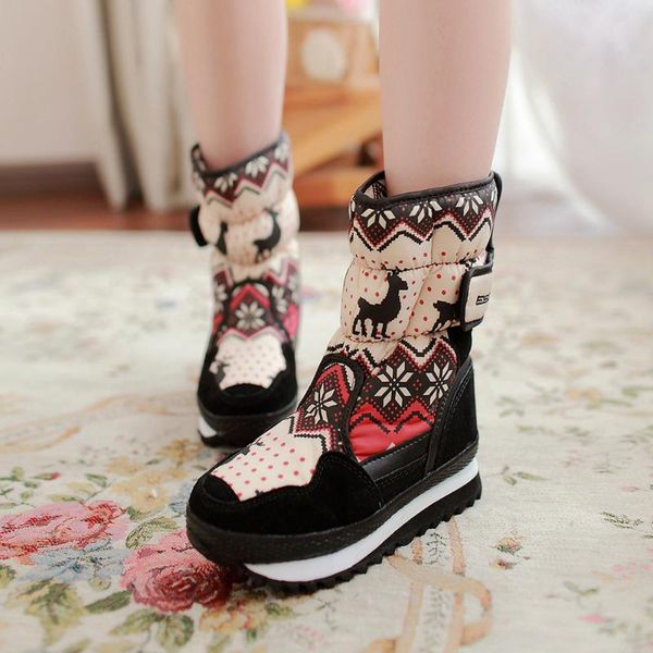 

winter new plus velvet thick warm cotton shoes snow shoes waterproof non-slip women's fashion cotton boots snow boots, Black