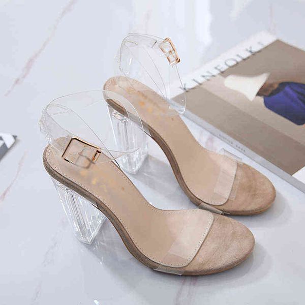 

sandals large party dress sandals 34-42 transparent women's high heels open high heels 220309, Black