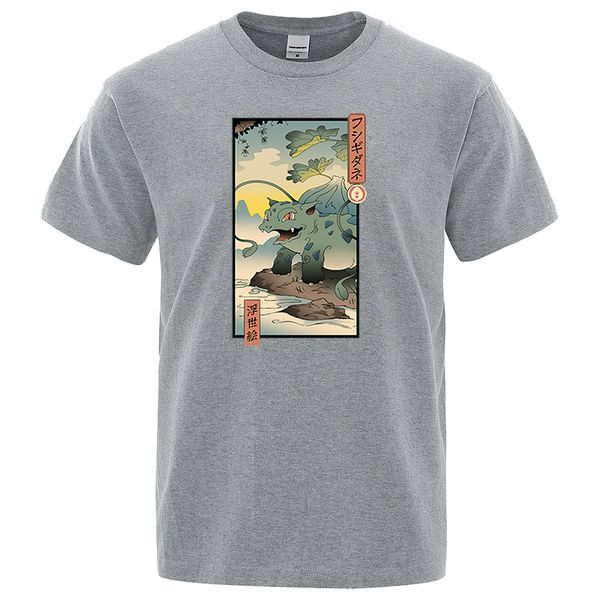 

мода японии anime вскользь с коротким рукавом мультфильм монстр bulbasaur ретро ukiyoe harajuku streetwear толстовка с капюшоном толстовка м