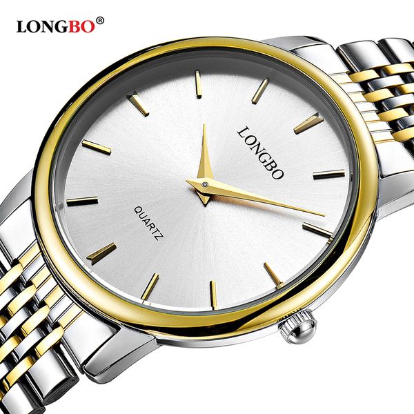 

2020 longbo luxury lovers couple watches men hombre reloj women gold stainless steel quartz wristwatch horloge men 80275, Slivery;brown