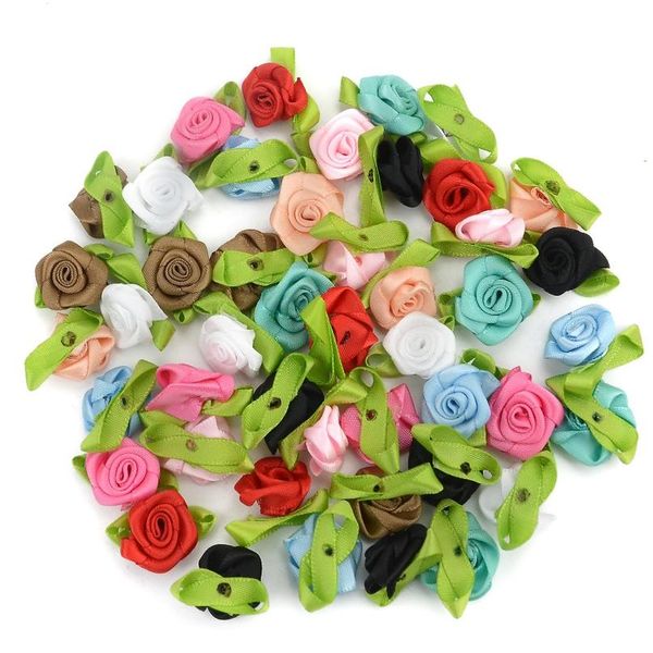 

50 pcs 2cm artificial silk mini rose flowers heads make satin ribbon diy craft scrapbooking applique for wedding de bbyseu