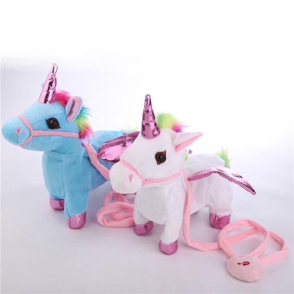 

unicorn electric plush doll kids sing walk wriggle cute animals toys stuffed pp cotton girls pull rope festival birthday gift 2020 selli