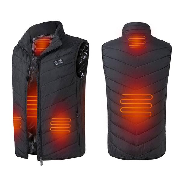 

men's vests 2021 winter heated vest for men women usb charging double control electric gilet cotton warm thermal outwear waistcoat, Black;white