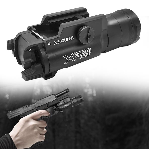 Taktische X300 Druckschalter LED 552 Lichtpistole Lanterna Airsoft Taschenlampe mit Picatinny-Schiene für die Jagd