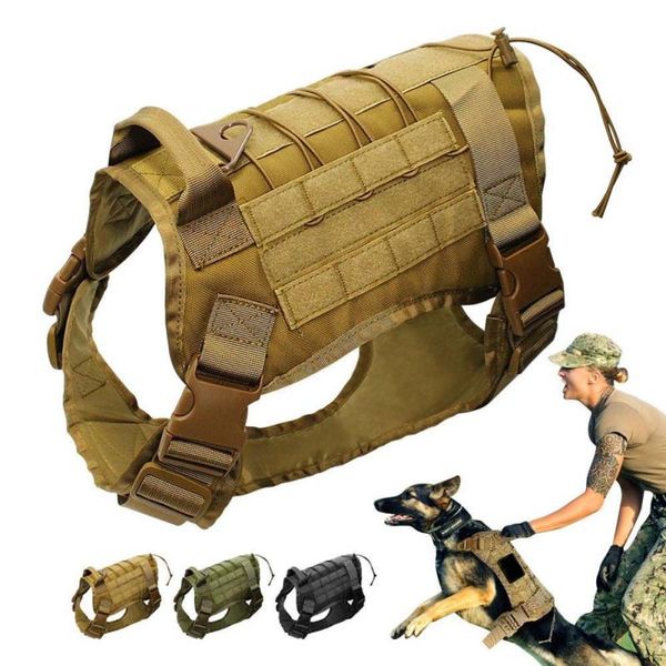 

hunting jackets molle tactical service dog vest harness handle training nylon water-resistan adjustable, Camo;black