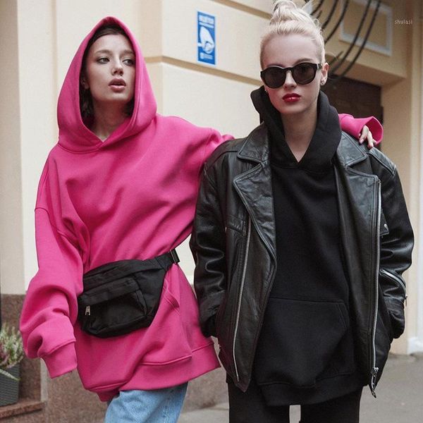 

paris girl oversize hooded loose sweatshirt women fashion pullover casual solid color hoodie big pocket hoody female hoodies1, Black