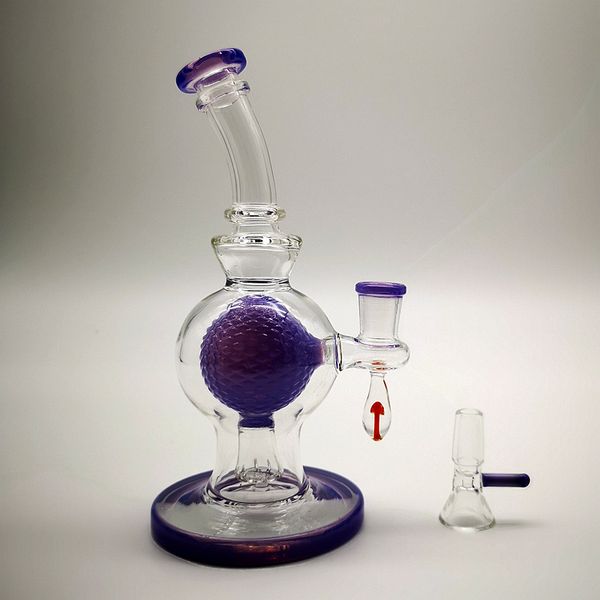 7 polegadas verde roxo taça de vidro Bong 14 milímetros Joint Oil Wax vidro Dab Rigs Bola Percolator Bongs invertido Showhead Perc