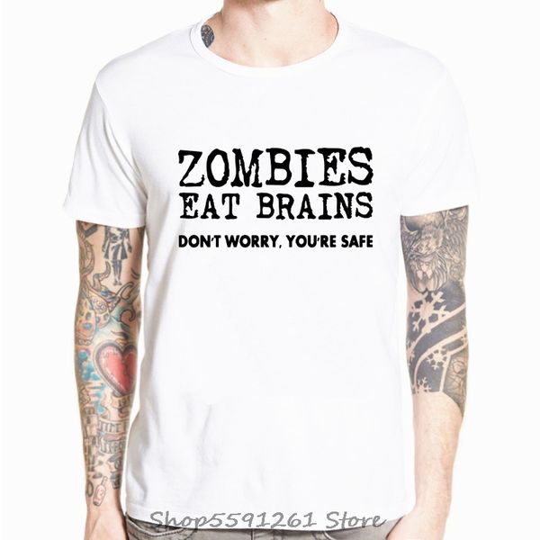 

мужские футболки zombies ешь мозги printed summer casual смешные t рубашки для мужчин hip hop streetwear футболка top спорта с капюшоном тол