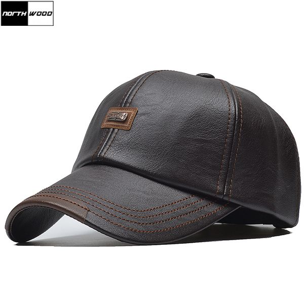 

northwood] brand autumn winter leather baseball cap men women gorras planas snapback hat bone masculino pu leather trucker cap 201027, Blue;gray