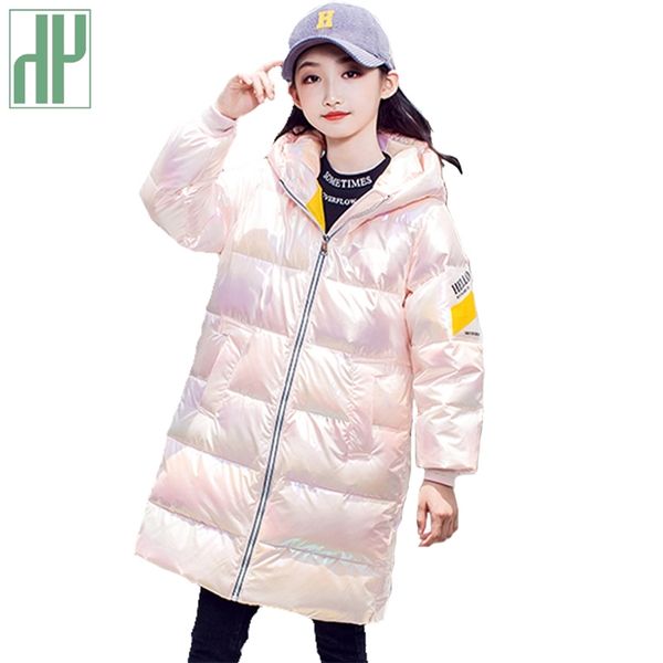 

hh fashion winter jacket for children natural 90% duck down for boys girls warm hooded baby cotton coat kids long parkas lj201125, Blue;gray