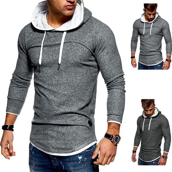 

designer men hoodies winter autumn long sleeve hooded sweatshirt casual solid color slim streetstyle man clothing, Black