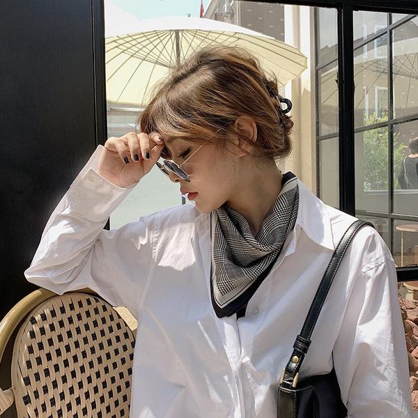 

scarves 53x53cm fashion korean women's neckcheifs real 100% silk ladies small square mulberry scarf for women trevel scarfs, Blue;gray