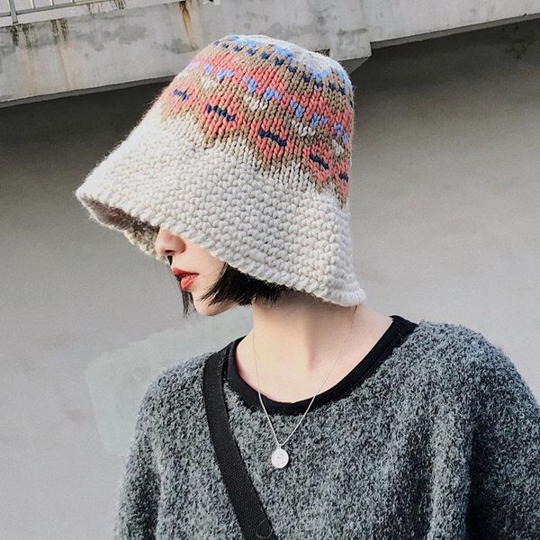 

female knitting bucket hats harajuku bucket hat fishing outdoor panama hip hop cap men's summer for fisherman hat women spring, Blue;gray