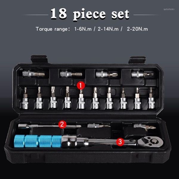 

18pcs adjustable torque wrench set 1/4 ratchet socket spanner preset bike repair 11ua1