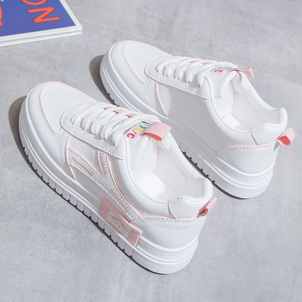 

women platform shoes fashion sneakers height increasing woman casual loafers comfortable soft bottom new student skateboarding 1020, Black;white