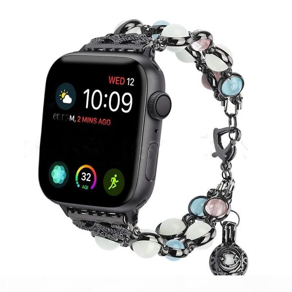 

didi apple watch 4 band series 4 3 2 1 bracelet gold stainless steel strap for apple watch bracelet 42mm for women metal buckle, Black;brown