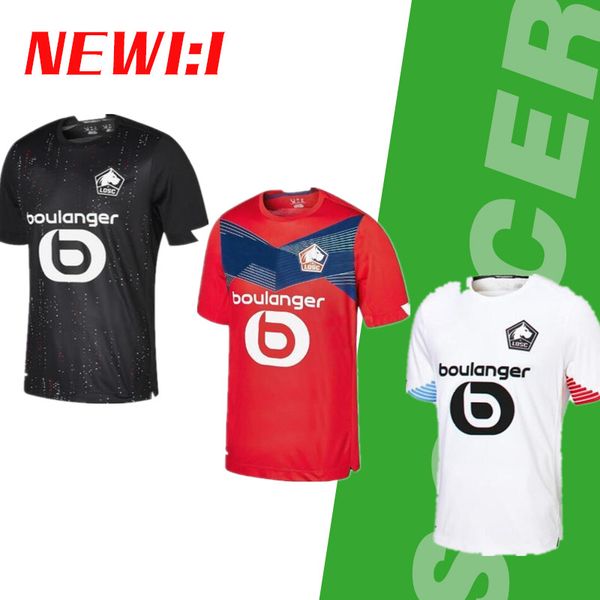 

20 21 losc lille home red white black yilmaz mens soccer jerseys david j.ikone rocha celik bamba lille maillot de foot football shirt 2021, Black;yellow
