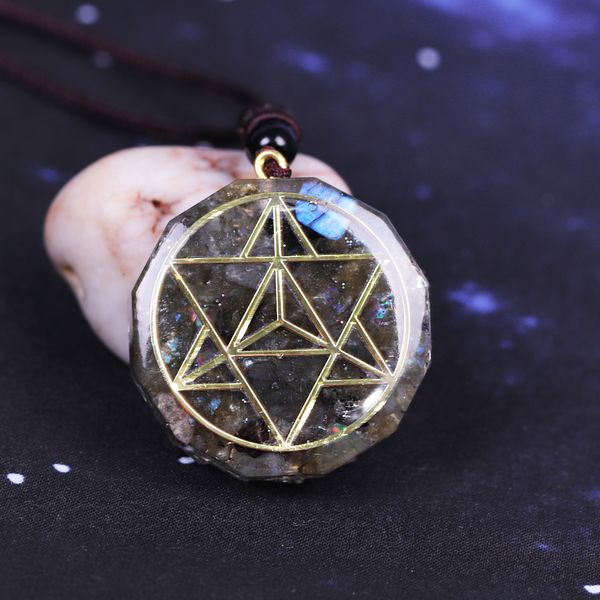 

orgonite pendant orgon aura labradorite amulet converter energy yoga necklace gift 200929, Silver
