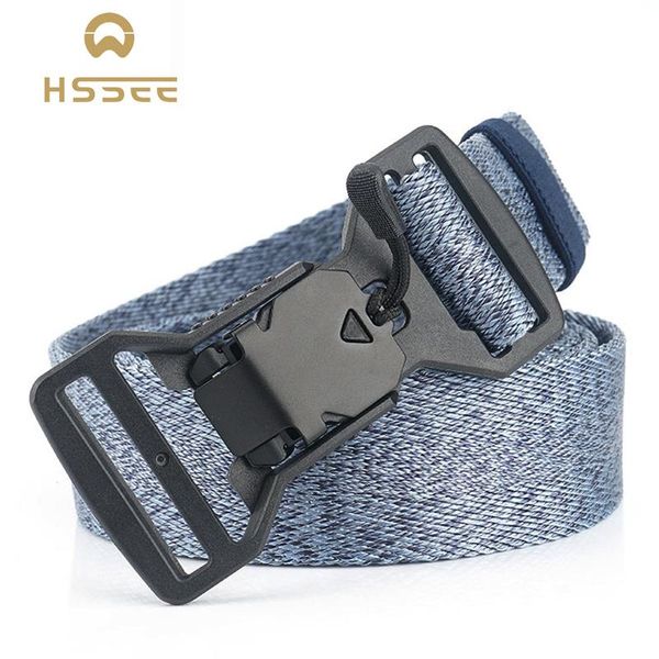

hssee official authentic magnetic buckle belt soft nylon quick release buckle sports belt fishing sports accessories, Black;gray