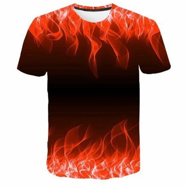 

2019 fashion flame series printing trend street style men's t-shirt, White;black