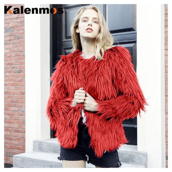 

plus size 3xl coat women fall winter o neck daily casual outfit handmade warm female jacket feminino warm long faux fur coats1, Black
