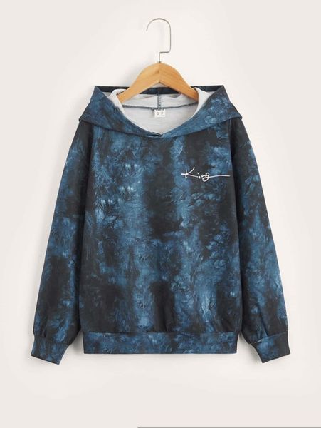 

boys letter graphic tie dye hoodie she, Black