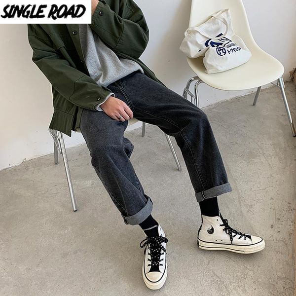 

singleroad mens jeans men 2020 autumn oversized casual wide leg korean style denim pants harajuku japanese black jeans for men, Blue