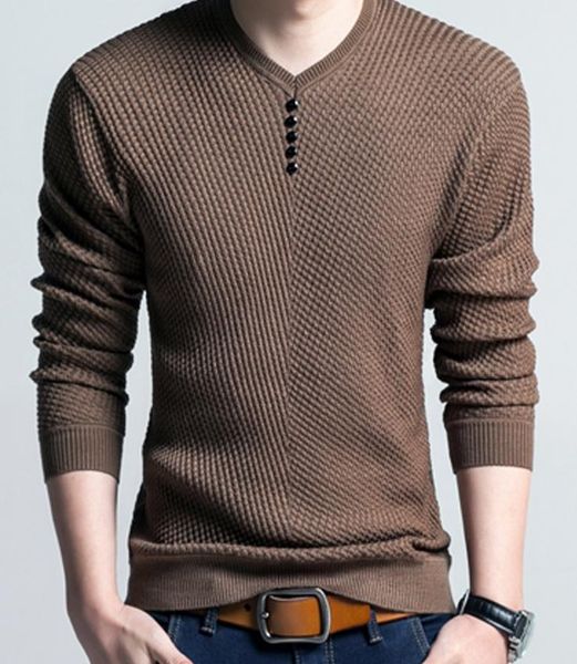 

2020 new sweater men warm warm primer decorative buttons casual men's knitwear 2333, White;black