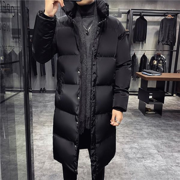 

winter men's waterproof snow jackets casual parkas keep warm thickening stand collar long cotton-padded clothes male loose coat1, Black