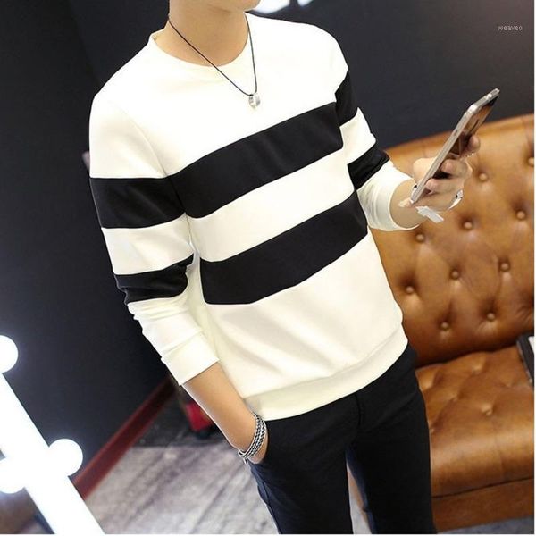 

autumn new hoodies men slim fashion contrast color casual o-neck long-sleeved pullover man hip hop sweatshirt male streetwear1, Black