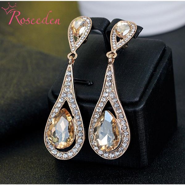 

dangle & chandelier classic gold silver color earrings for women crystal rhinestone long bridal wedding jewelry drop re3142