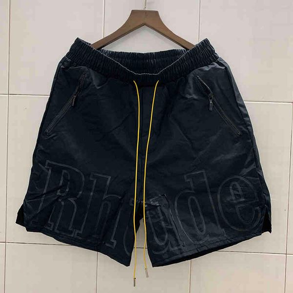 

new rhude shorts men women 1:1 short pants knee length hip hop oversized real picture, Black;brown