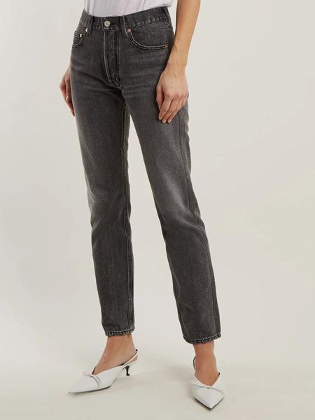 

2020 new women high waist jeans female autumn winter slim straight long pants, Blue