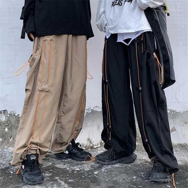 

men's pants harajuku gothic 2021 loose wide leg men korean style sweatpants couples jogger ins trend retro dark interspersed bottom1, Black