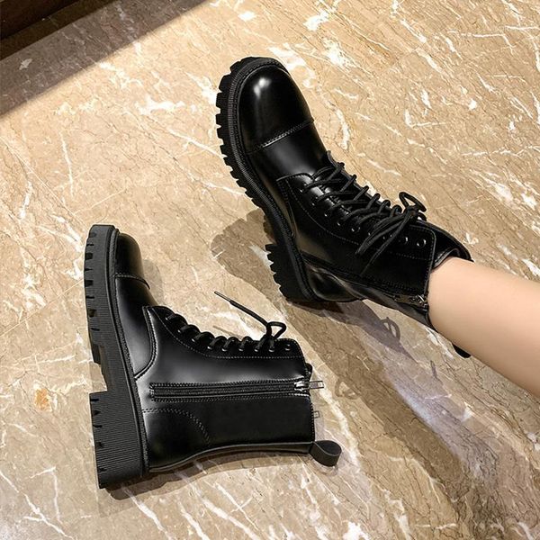 

women's boots autumn boots-women luxury designer shoes winter footwear round toe lolita black rock mid calf 2020 riding1