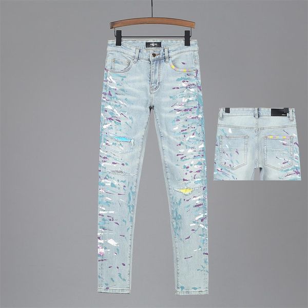 

men's jeans 2020 skinny suit motorcycle motorcycle jeans for men fashion design men's jeans good quality dq23, Blue