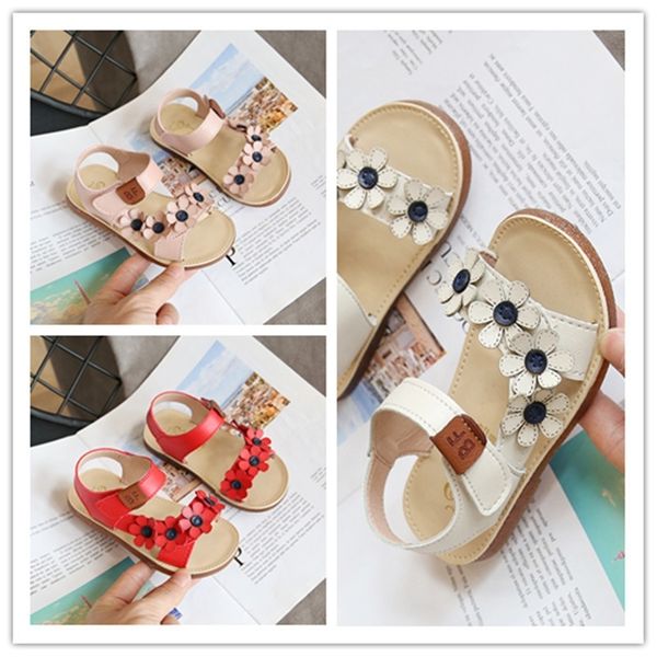 

sweet girls flowers cute toddler sandals kids new summer beach shoes anti-slippery children girl sandal d02051 y200619, Black;red