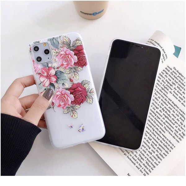 

soft matte 3d relief flower phone for iphone 11 11pro max x xr xs 6 6s 7 8 plus se2 bbysvm