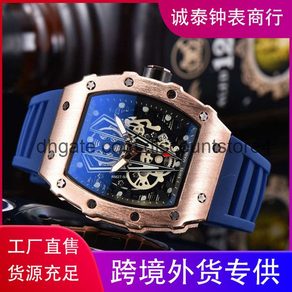 

2020 new hollow flower ghost men's watch business quartz watch wine barrel spiral crown watch, Slivery;brown