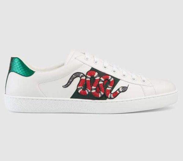 

мужская ace вышитые кроссовки low-top kingsnake bee тайгер снейк цветов дизайнер повседневная обувь моды luxury white brand кроссовки для же, Black