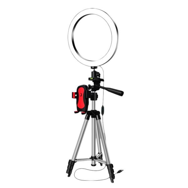 

led selfie ring light with phone holder pgraphy dimmable youtube video live p studio light usb plug(16cm)